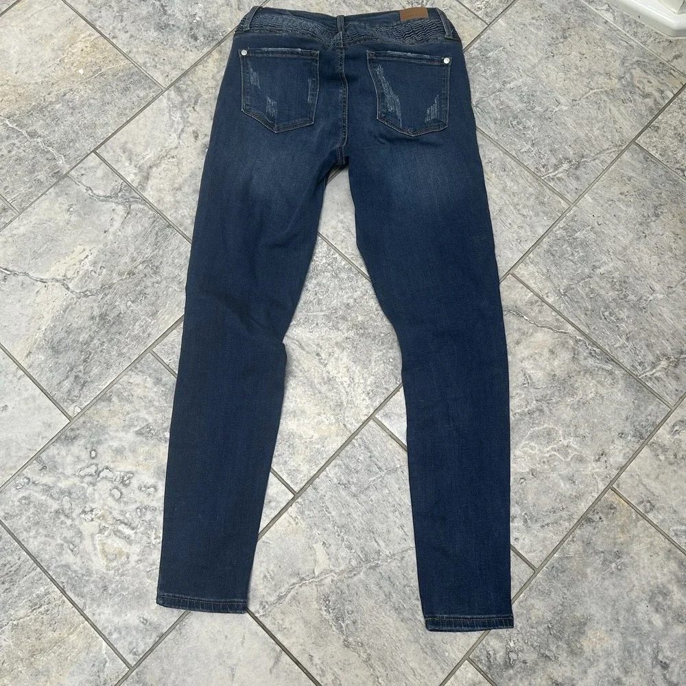 Judy Blue Skinny Fit Mid-Rise Moto Distressed Jeans Size 5/27 Style‎ #8469